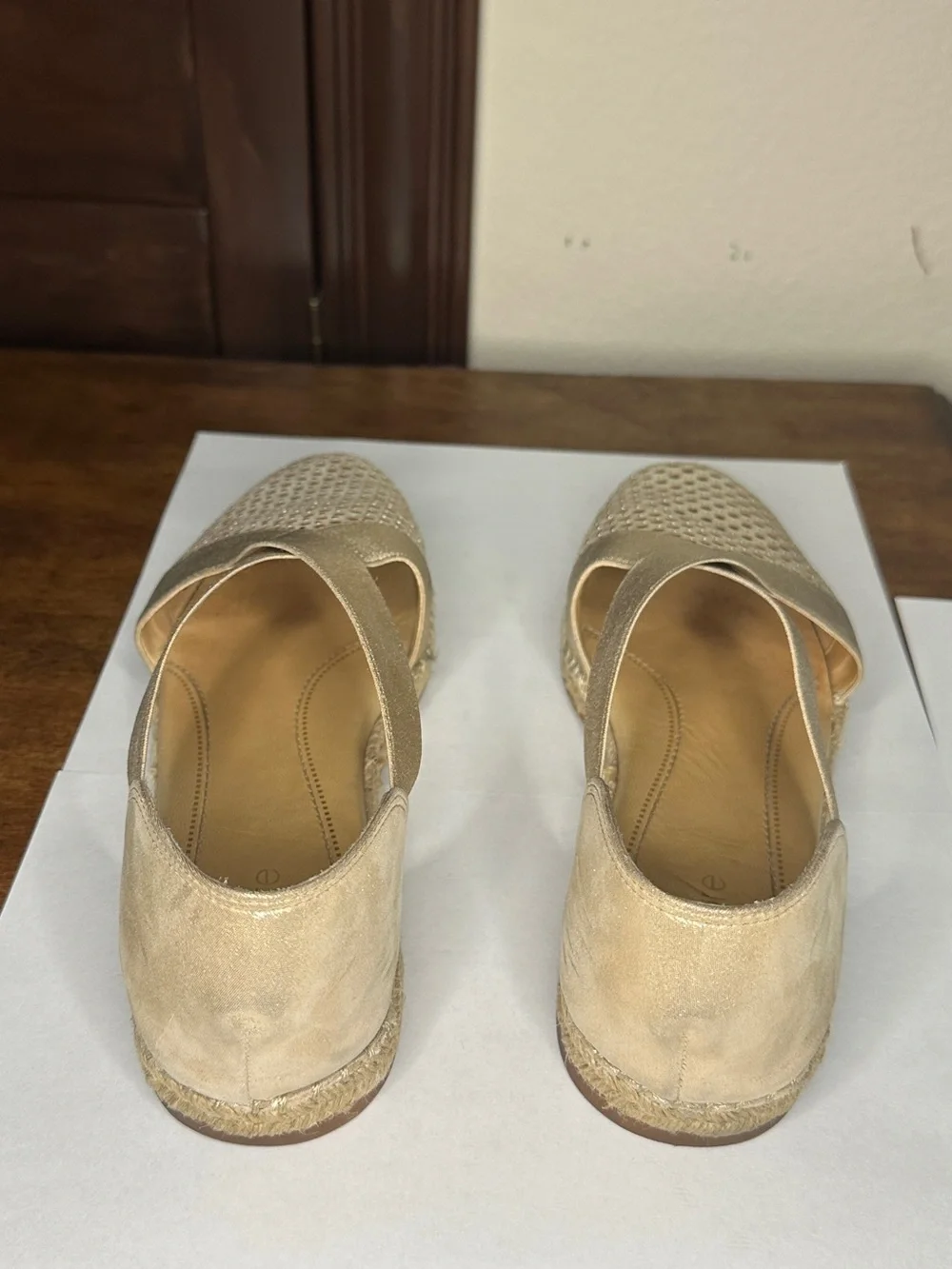 Nurture Gold Perforated Espadrille Slip-On Flats